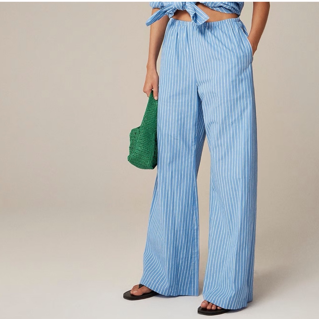 J. Crew Blue And White Striped Wide-Leg Pants